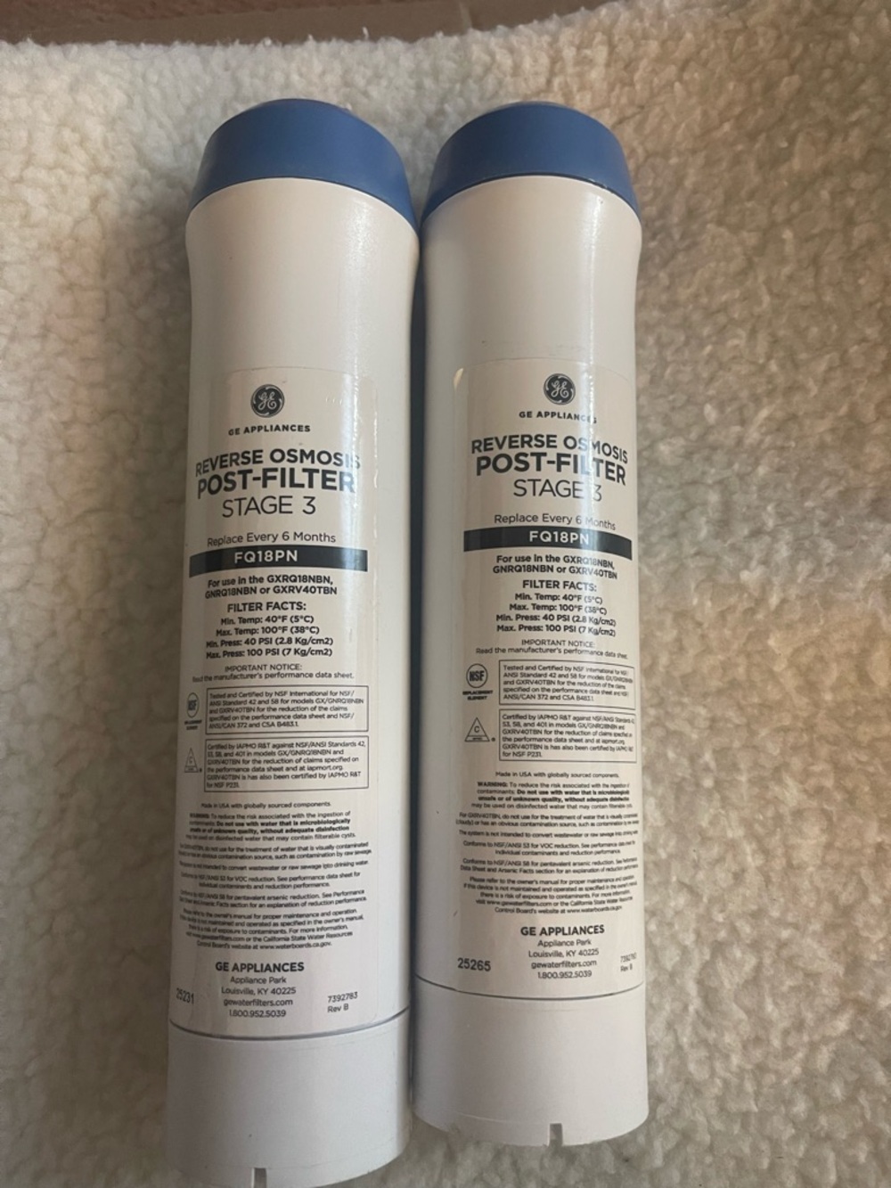 GE Reverse Osmosis Post-Filter Stage 3 - (Pair)
